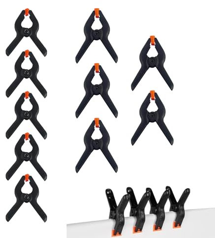 10 Pcs Clamps Heavy Duty Nylon Spring Clips 3 inch Plastic Wood Clamps and 2 inch Muslin Clamp for DIY Project Photo Studios Woodwork Artwork Photo Background (5 * 3inch+5 * 2inch)