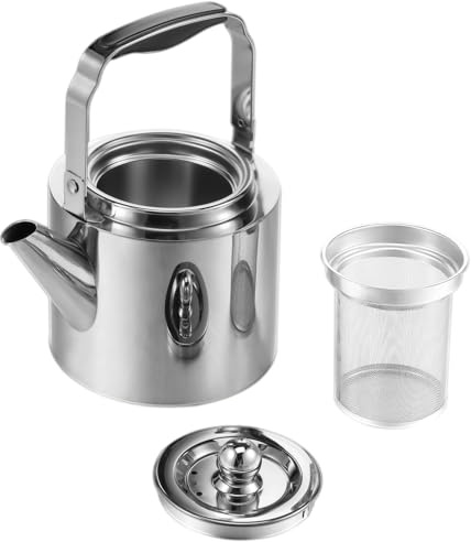KTCINA Stainless Steel Tea Pot with Infuser 1.8L Stovetop Tea Kettle Household Stainless Steel Teapot Stove Induction Kettle for Gas Hobs, Stovetop, Induction and Electric Hobs(Silver)