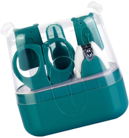 CONGARTENO Kit De Uñas Para Ñiño y Cuidado Infantil, 5 Piezas, Color Verde, Acero Inoxidable, Seguro y Portátil Para Viaje, Adecuado Para Bebés y Niños Pequeños