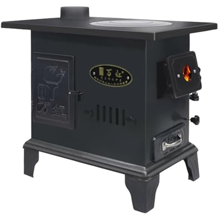 Estufa de Leña Interior con Horno, Calentamiento Rápido Combustión por Gasificación, Estufa Leña Interior Multiusos para Calentar, Cocinar, Hervir Agua y Más