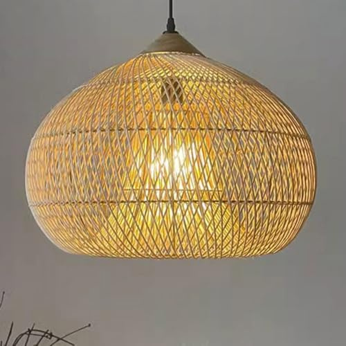 QTHWB Stor korgkronor handvävd bondgårdsljusarmatur, retro japansk korglampa skugga stuga hängande belysning, A, 50 cm