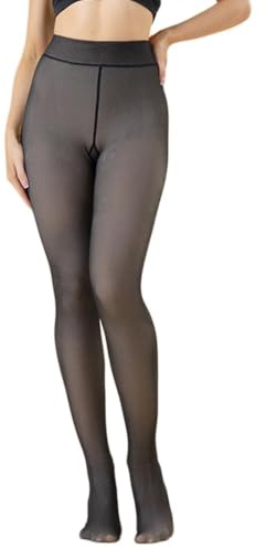 OIXEYA Termiska Strumpbyxor Kvinna 220g med Inre Polarfoder Transparenta Förminskande Falska Termiska Strumpbyxor Vinter Höga Midja Leggings Strumpbyxor Stor Storlek (M)