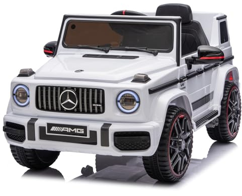 LALAHO Voiture électrique pour Enfants G63，Véhicule Electrique Enfant 3 à 6 Ans avec Télécommande 2.4G，2 Portes avec MP3 (Blanc)
