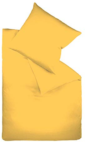 fleuresse 9200 Colours Interlock Jersey Bettwäsche aus 100% Baumwolle, Oekotex Standard 100, Sonnengelb, 155 x 220 cm