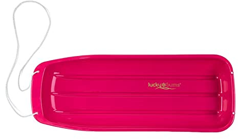 Lucky Bums Kids 48 Inch Single Person Plastic Snow Toboggan Sled for All Winter Conditions with Pull Rope for Children Ages 8 to 15, Pink
