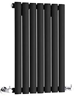 Milano Aruba Black Horizontal Single Oval Panel Radiator - 635mm x 413mm