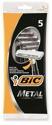 Disposable Metal Razors by BIC - Single-Blade Stainless Steel Shaver for Men * Safe Shaving * 1 Pack of 5-Count. Perfect for Traveling, Gym, or Quick Use – TSA Approved Throwaway Razors