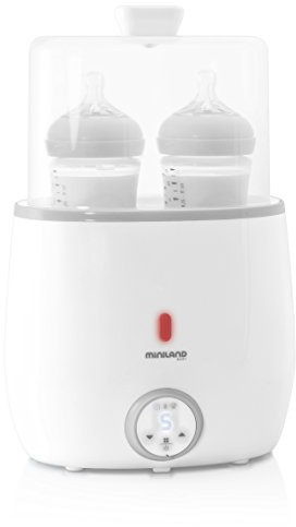Miniland Baby Flaschenwärmer und Sterilisator für 2 Flaschen oder Breigläser, Auftaufunktion, ideal für Muttermilch