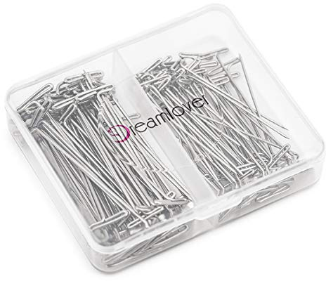 Dreamlover Spille per Parrucche, Spilli da Sarta 1 1/2 Pollici e 2 Pollici, 100 Pezzi T Pins, Spilli per Lavagna Sughero, Push Pins