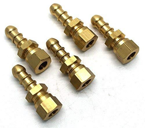 5 X 8mm British Made Compression Fitting to Fulham Nozzle for 8mm I/D Hose