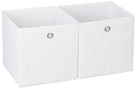 Relaxdays Lot de 6 boîtes de rangement en tissu carré pour étagère - 30 x 30 x 30 cm - Blanc