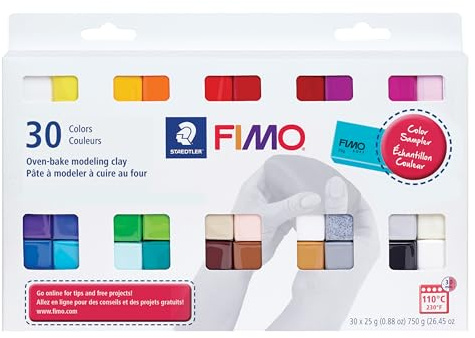 STAEDTLER Fimo Professional Soft Polymer Clay, 30/Pkg, White, Multicolor, 1.87 pounds, Modeling, Sculpting, Decorative Art