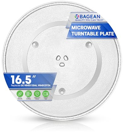 Microwave Plate Replacement 16.5 inch Fits WB48X10046 and WB48X29704 GE Microwave Turntable Plate - Exact Replacement Microwave Glass Plate - Durable Oven Dish Tray For Better Reheating and Cooking