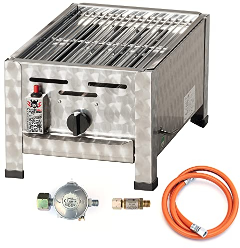 ChattenGlut PureOne Tisch-Gasgrill, Edelstahl 4,5kW Leistung BxTxH 340x530x270 für Terrasse, Garten und Camping