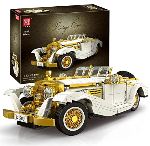Mould King 10003, Technik Oldtimer Auto Modell, Vielfalt an Kreativität Technologie K500 Vintage Auto Klemmbausteine Bausatz Kompatibel mit Technik Nostalgischer Oldtimer