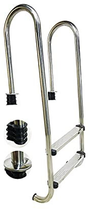 Lsoiup Échelles de Piscine Échelle de Piscine pour piscines creusées Échelle de Piscine Robuste à 2 marches en Acier Inoxydable avec Pieds à Montage Facile, capacité de Poids de 440 LB