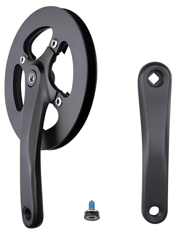 WEEROCK E Bike/Bike Crankset 1 Piece/Single 42T Chainring Crankset with Aluminium Alloy Double Chain Cover 170mm Arm for Single Speed and 6/7/8 Speeds Electric Bike,Bicycles, Folding Bicycle