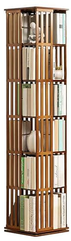 FEITJMMW Scaffale per Libri Girevole A 360°, Libreria per Studenti in bambù A 5/6 Livelli - Libreria Ad Angolo Alta Scaffali da Terra Scaffale per Armadietti Scaffale per Libri Espositore per Libri
