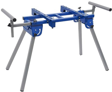 Base para sierras de inglete, banco de trabajo plegable, carga de 150 kg, mesa de trabajo regulable en altura para sierras de 7-14 pulgadas, color azul
