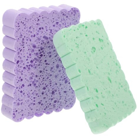 OATIPHO 4pezzi Spugna Esfoliante Riutilizzabile per Viso Scrubber Compatto per Pulizia Rimozione del Trucco Comodo Detergente per Viso da Appendere per Casa e Viaggio