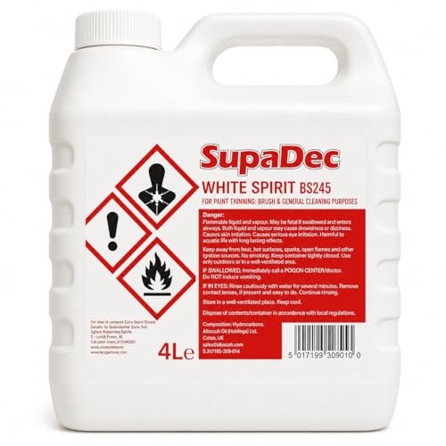 White Spirit 4 litres – Solvent for Cleaning Paint Brushes, Thinning Oil-Based Paint & Degreasing – Multi-Purpose Paint Remover & Cleaner for DIY and Decorating
