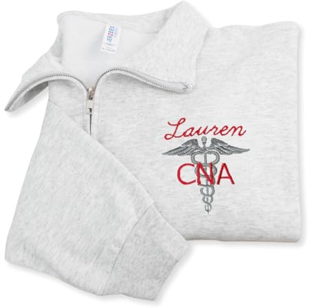COUPLEHOODIES Custom Embroidered Nurse Quarter Zip Sweatshirt With Name