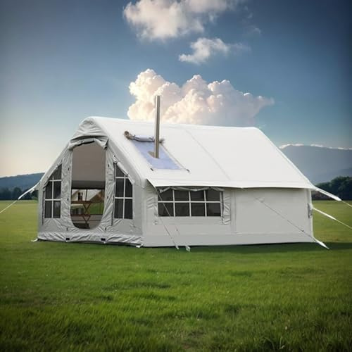 Tenda gonfiabile per 6-8 persone da campeggio, 4 stagioni, tenda da esterno con pompa, grigio, 385 x 260 x 200 cm