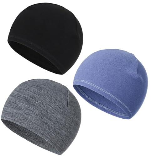 Tarqite 3 Packs Beanie for Men, Quick Dry Helmet Liner Skull Cap, Thermal Stretchy Beanie Cap Headwear Lightweight Workout Beanie Hat for Women Men