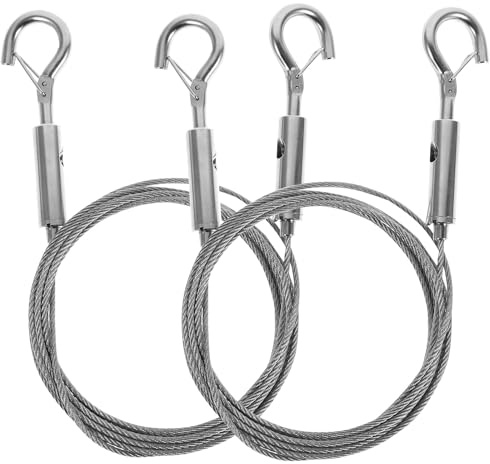 NOLITOY Kit de cable de acero inoxidable para colgar cuadros, cuerdas ajustables de 2 mm de grosor y 2 m de largo con ganchos seguros, resistente y duradero para espejos, luces y fotos