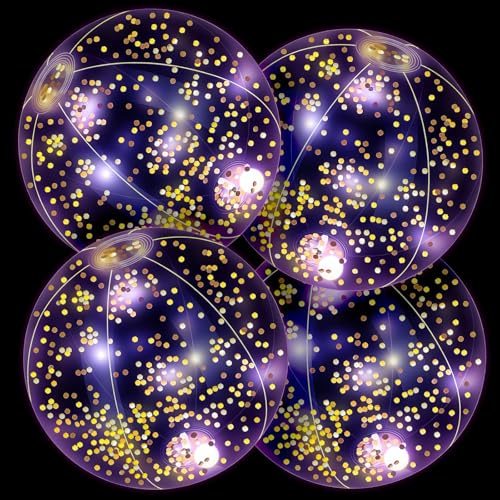 Palla Gonfiabile Spiaggia Glitter, 4 Pezzi LED Palloni Gonfiabili, Palla Piscina con Paillettes Dorate, LED Pallone da Gonfiabile Glitter, per Feste in Spiaggia e in Piscina
