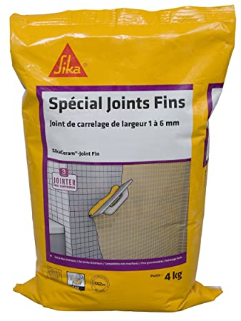 SIKA - Mortier pour joint de carrelage 1 à 6mm - SikaCeram Joints Fins Manhattan - Intérieur/Extérieur - Multi-supports - Nettoyage facile - Séchage rapide - Prêt à gâcher - 4kg