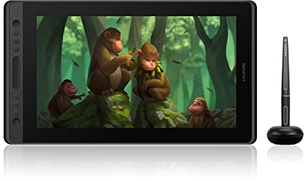 HUION Kamvas Pro 16 Tableta Grafica con Pantalla de 15,6 Pulgadas con Laminado Completo Tableta Gráfica Monitor, 120% sRGB, 6 Teclas de Acceso Directo y 1 Barra Táctil y Lápiz sin Batería