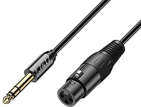 J&D XLR Female to 1/4 Inch 6.35mm TRS Stereo Jack Cable, XLR to Quarter inch Balanced Signal Interconnect Patch Cord for Speaker Condenser Mic Guitar Mixer AMP, 6 Feet