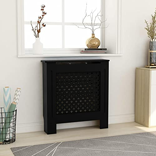 Homgoday 78 cm svart MDF-radiatorhölje, lagerhylla beläggning för radiatorskydd W5
