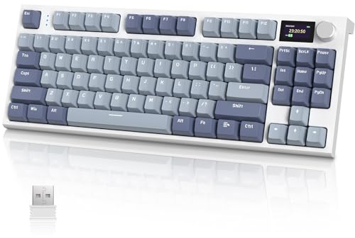 VGN GAMEPOWER x Attack Shark K86 Mechanische Gaming Tastatur Kabellos 75% TKL, 2.4G Wireless/Bluetooth/USB-C, RGB Gasket Keyboard QWERTY, Farbdisplay, Drehknopf, Hot Swap Linearer Schalter, Lavendel