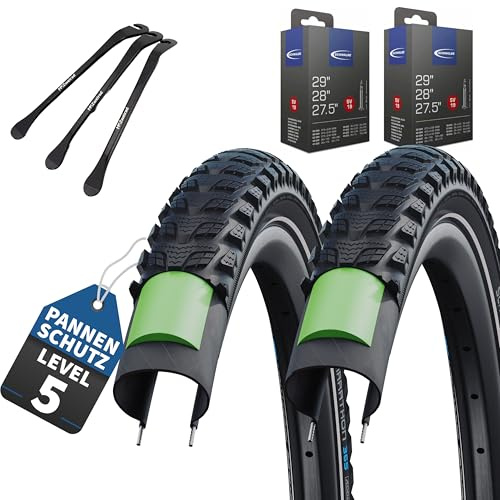 2er Set Schwalbe Fahrradreifen Marathon 365 28 Zoll Reflex + AV DV SV Schlauch und 3 Metall Reifenheber E Bike (SV-Ventil Schläuche, 28x2,15 Zoll (55-622))