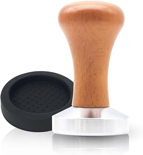 AMJKEJI Tamper 51mm Presse à Café Tamper à Café en Acier Inoxydable Espresso Tamper avec Coussin Silicone, Tasseur Presse à Café pour Amateurs de Café