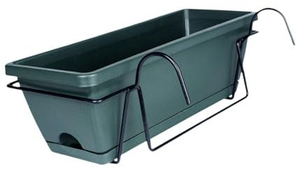 Milageto Fence Planters Balcony Hanging Planter Railing Planter Long Planters Square Plant Pots Window Box Planter with Drainage Hole Removable Tray 43x19x15cm Flower Pot for Outdoor Garden Troughs