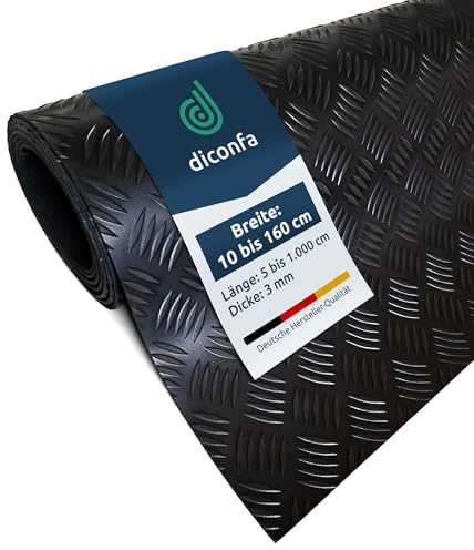 diconfa tappetino in gomma lamiera striata spessore 3mm - 0,1m a 1,6 m LARGO - 0,1m a 10 m LUNGO - 300 x 1200mm - Pavimento antiscivolo resistente ai raggi UV e a basso odore con finitura a martello