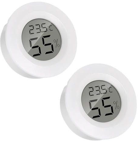 Vivarium Thermometer,2pc sreptile Thermometer,Reptile Thermometer Hygrometer Reptile Thermometer Gecko Accessories for Lizards, Spiders and Tortoises Switchable Celsius/Fahrenheit White
