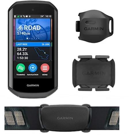 GARMIN Edge 1050 - Set di monitor per ciclismo, computer da bicicletta, monitor HRM, sensore di velocità 2 e sensore di cadenza 2 e cavo dati di ricarica, computer da ciclismo di alta qualità fino a