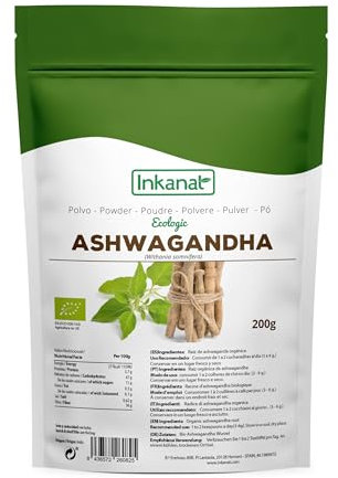 Ashwagandha Bio-Pulver, 200 g, natürliche Energie und Gleichgewicht für Körper und Geist