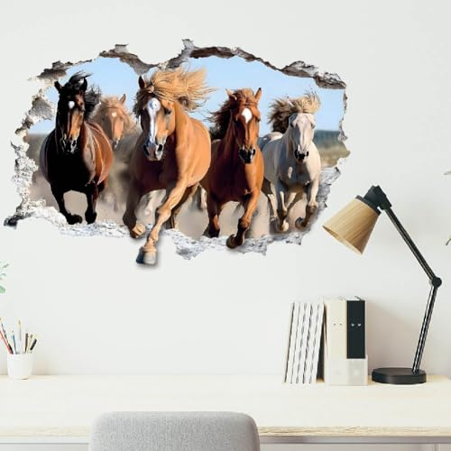SUPERDANT Adesivi Murali 3D A Forma di Cavallo Adesivo Da Parete A Forma di Cavallo Al Galoppo per Pareti Adesivi In Vinile Staccabili e Attaccabili per La Camera Dei Bambini