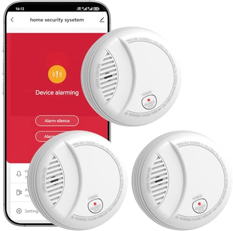 Hapippofa WiFi Rauchmelder mit App-Benachrichtigung, 10-Jahre Batterie, Vernetzbar, Geprüft nach DIN EN 14604, Optischer Rauchwarnmelder für Smart Home, Einfache Installation,3 PCS