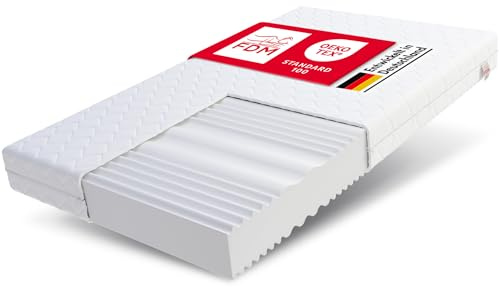 FDM madrass 160 x 200 cm, hårdhetsgrad H3, H4, höjd 14 cm, kallskummadrass, dubbelsidig rullmadrass, HR-skum, 7 komforzoner med allergivänligt tvättbart jerseyöverdrag, Oeko-Tex Verdura Max