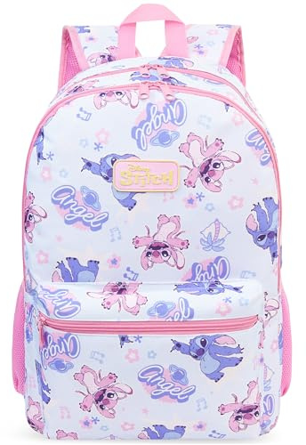 Get Trend Disney Stitch et Angel Sac a Dos Fille, Bretelle Réglable et Fermeture Eclair Cartable Enfant Sport ou Voyage, Cadeau Fille (Multi Stitch)