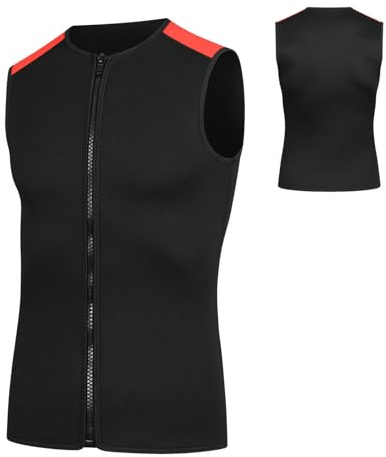 doorslay Men's Wetsuit Vest, Sleeveless Wet Suits Tops for Men 3mm Front Zip Neoprene Jacket Thermal Vest for Swimming Snorkeling Surfing Diving (Black M)