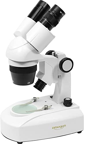 Omegon Stereoview Auflicht und Durchlicht Stereomikroskop, 20-80x Vergrößerung, LED, Netzbetrieb und Batteriebetrieb, für Kinder und Erwachsene