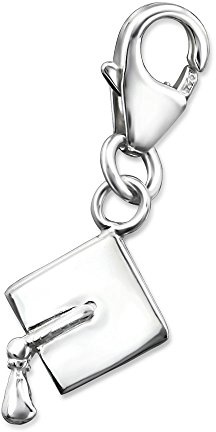 925 Sterling Silver Graduation Cap Charm Clip On Clasp for Women