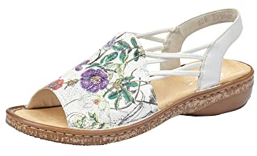 Rieker 628D1 Femme Sandale à lanières,Sandales à lanières,Chaussures d'été,Confortable,Plat,ice-multi/weiss/90,39 EU / 6 UK